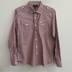 Marc Ecko Cut & Sew Men's Button Up Shirt Size Medium Shoulder Tabs Gingham